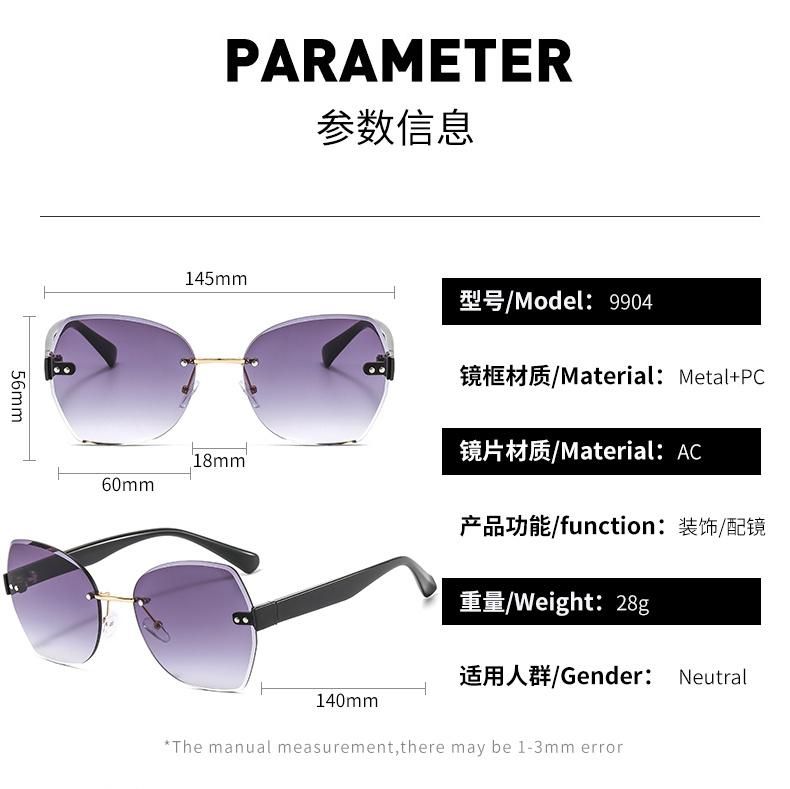 2021 Best Selling Stylish Luxury Sun Glasses River Custom Logo Oversize Sunglasses Rimless River Sun Glasses Sunglasses