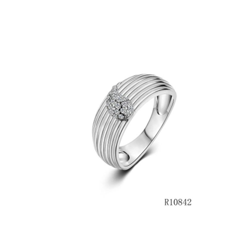 Silver with CZ Thread Line Ring for Women