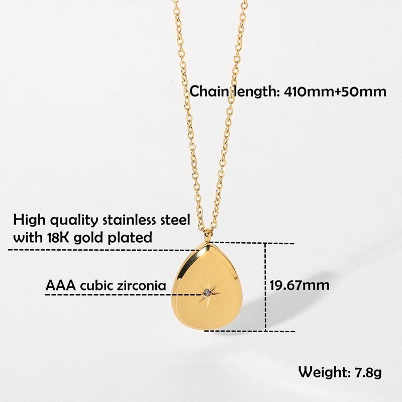 18K Gold Plated Stainless Steel Energy Pendant Necklace with High Quality CZ Necklace Jewelry