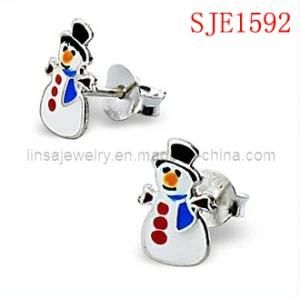Stainless Steel Snowman Earrings (SJE1592)