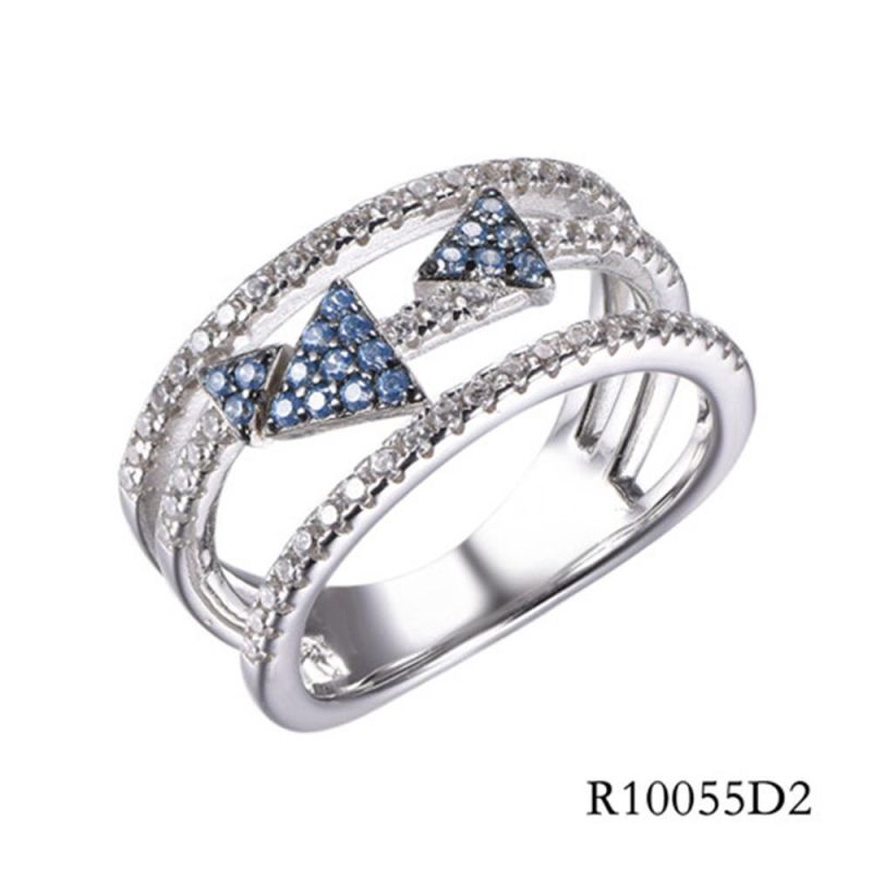 Line Style Silver with CZ Three Arrows Ring