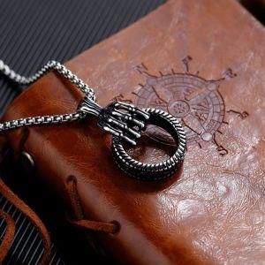 Stainless Steel Skull Hand Necklace