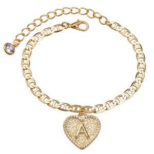 Gold Initial Pendant Necklace Anklet Bracelet Alphabet Foot Jewelry