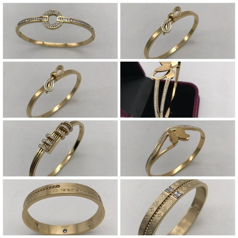 Three Colors Stainless Steel Fashion Jewelry 18K Bracelets Women Accessories Minimalist Cuff Bracelet Bangles
