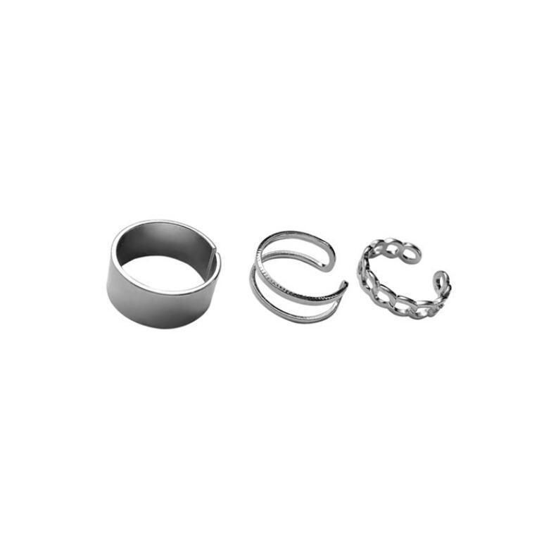 3PCS/Set Punk Finger Rings Minimalist Smooth Gold/Black Geometric Metal Rings for Women Girls Party Jewelry Bijoux Femme Drop Shipping Wholesale