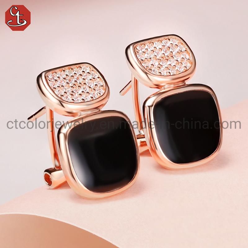 Wholesale jewellery Zirconia Shine Earrings Enamel Earring for women