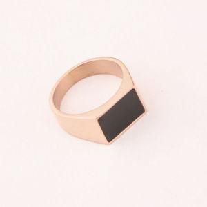 Wholesale Custom Logo Name Women Finger Jewelry Stainless Steel Black Signet Rose Gold Rings