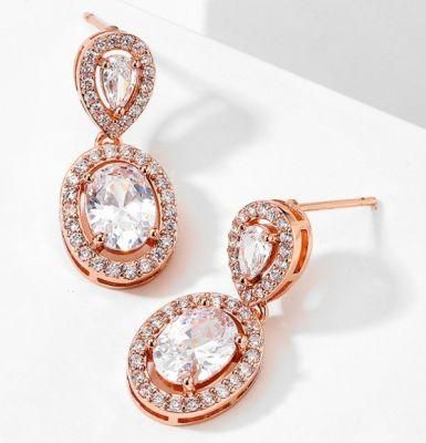 Rose Gold Vintage CZ Earring Jewelry, Bridesmaid Earring. Bridal Wedding Earring Jewelry