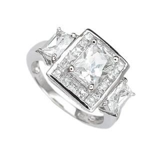 Swirl and Princess Cut Ring Made in. 925 Sterling Silver