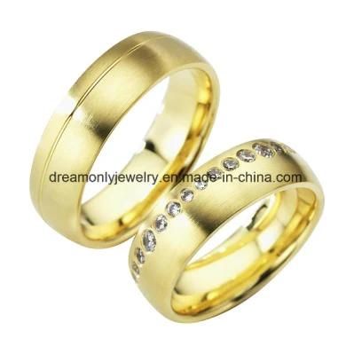 Matte Finish Gypsy Setting Diamond Gold Plated Ring