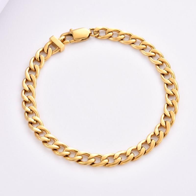 Fashion Jewelry 316L Stainless Steel Figaro Bracelet Fine Jewellery Gold Plated 8inch