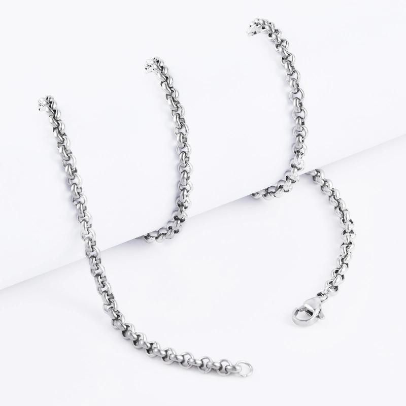 Not Fade 18K Gold Plated/ Silver Supplier Wholesale Stainless Steel Round Rolo Belcher Chain Jewelry for Accessories