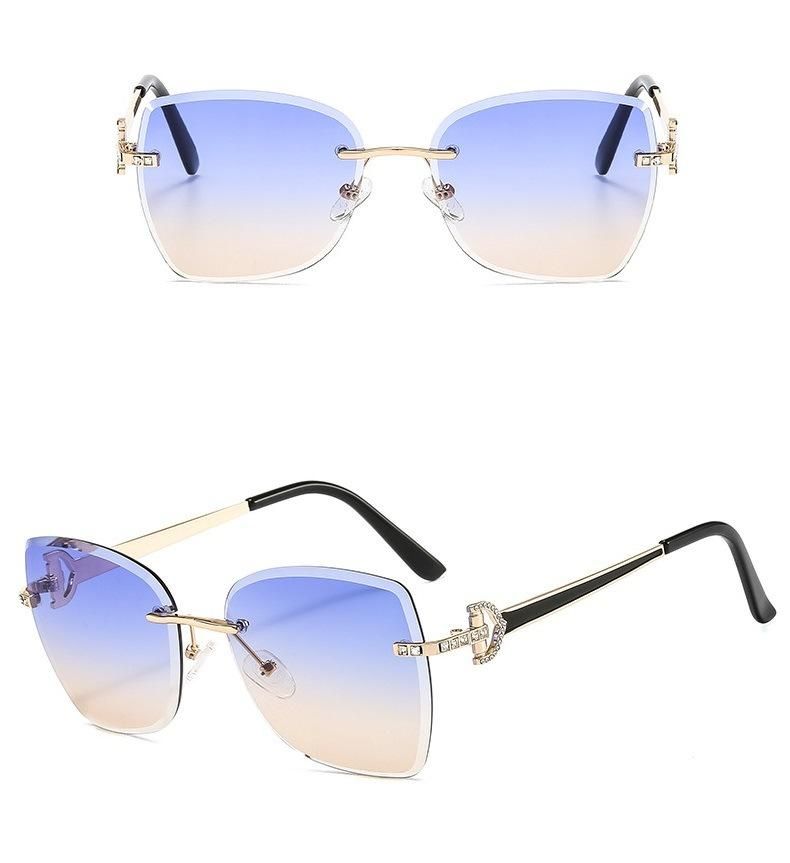 New Style Diamond-Encrusted Frameless Cut-Edge Square Women Sunglasses