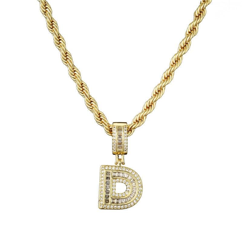 Fashion Hip Hop Copper Brass Gpld Plating Zircon Necklace