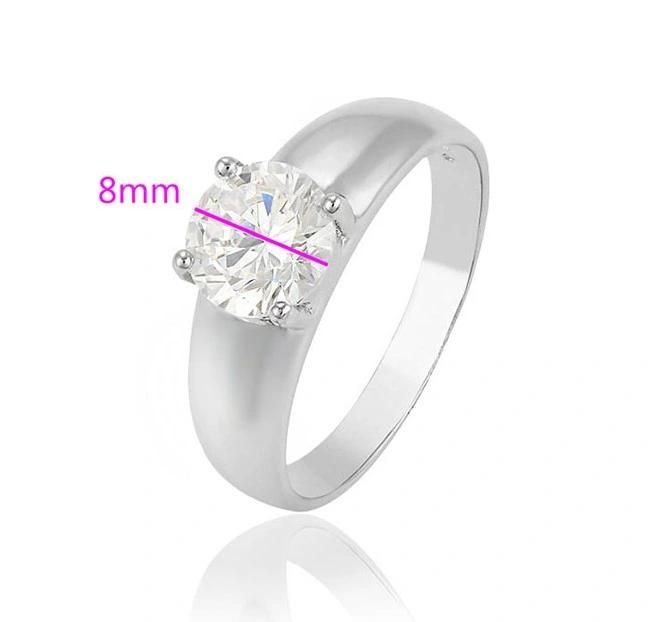 Wholesale Rings Hot Selling Silver Color Big Diamond Simple Ladies Jewelry