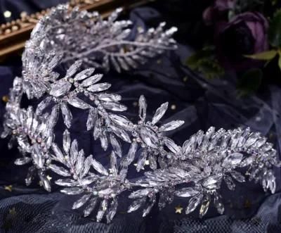 Bridal Wedding Luxury Big Crystal Hair Comb Headband Tiara Hair Vines Headpiece