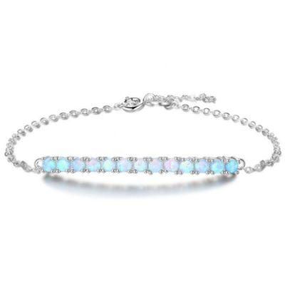 Blue Lab Opal Tennis Bracelet Fashion 925 Sterling Silver Rhodium Plating Bracelet