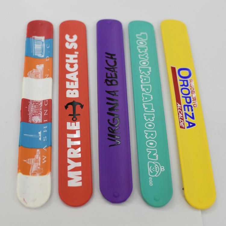 Promotional Colorful Debossed One Inch Silicone Ruler Slap Bracelet