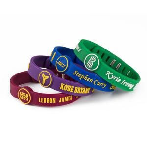 Custom Adjustable Basketball Men Trend Hand Sports Rubber Wristband Silicone Bracelet Ring with Metal for NBA