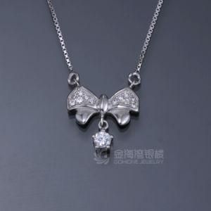 Bow-Tie with Diamond Pendant &amp; Box Chain Necklace