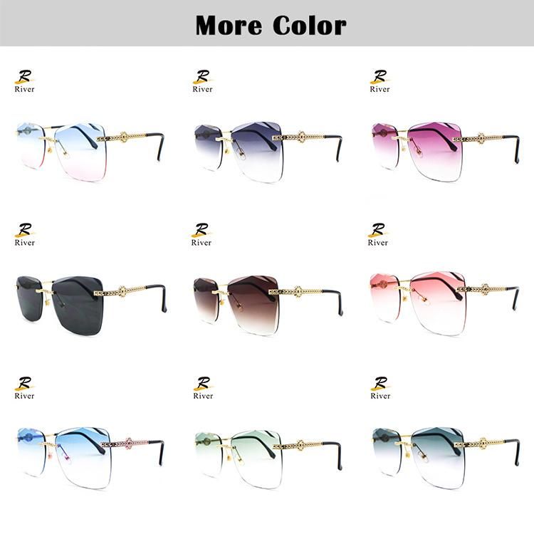 Hot Selling Custom Logo Wholesale Diamond-Encrusted Metal Frame Women Sunglasses