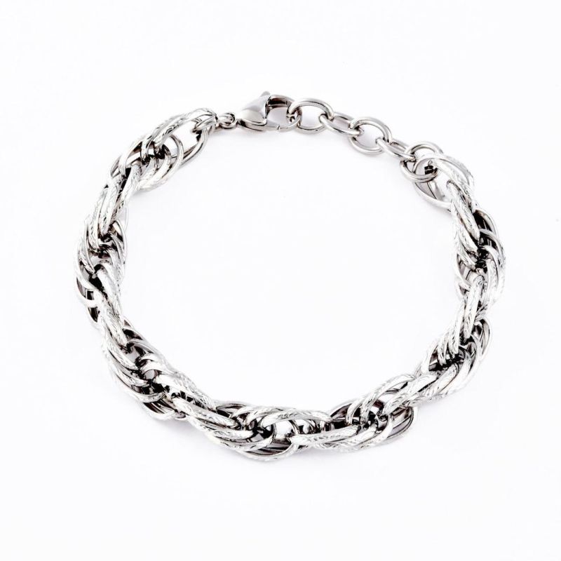 Hip-Hop 316 Stainless Steel Sliver Gold Plated Fashion Jewellery Titanium Steel Link Chain Men′s Bracelet