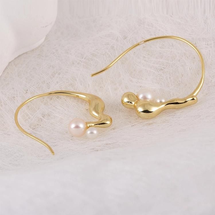 925 Silver Fashion Accessories New Design Gold Plated Pearl Ball Fashion Jewelry Beauty Charm Trendy Women Fine Charm Earrings
