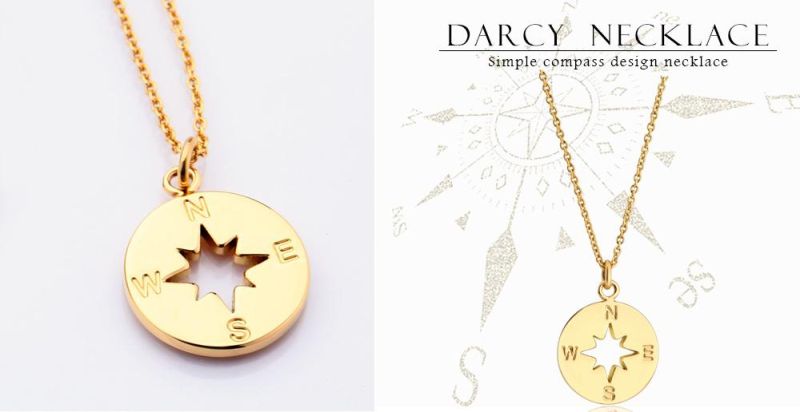 Fashion Jewelry Stainless Steel Hollow out Compass Necklace