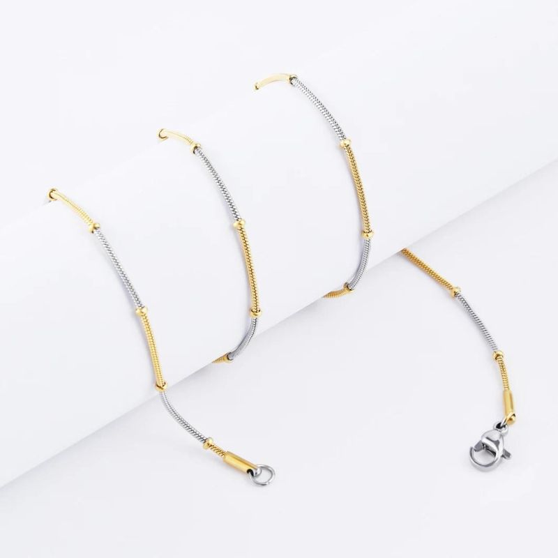 Free Sample Fashion Jewelry Snake Chain Gold Plated Anklet Bracelet Necklace with Beads for Craft Design