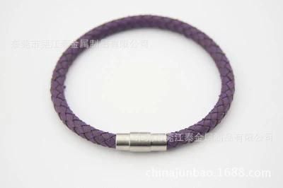 Multi Color Leather Bracelet with Stainless Steel Connector for Gifts