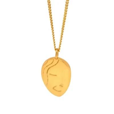 Vermeil Gold Jewelry 18K Women Portrait Necklace