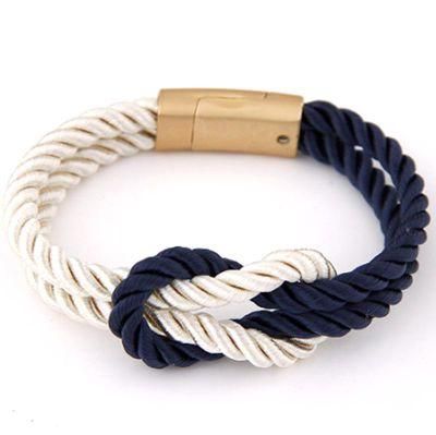 Europe Fashion Bracelet with Braided Rope and Buckle Magnet Woven Bracelet