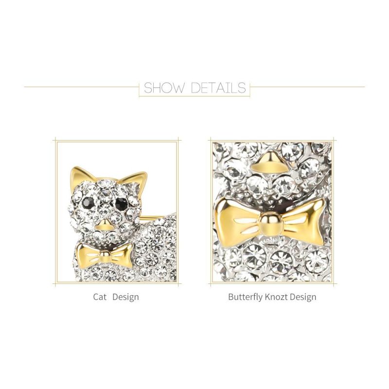 Free Design Cat Shape with Butterfly Knot Design Brooch