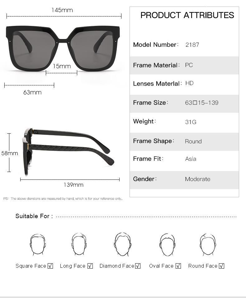 2020 New Fashionable Rectangle Shape Women Sunglasses