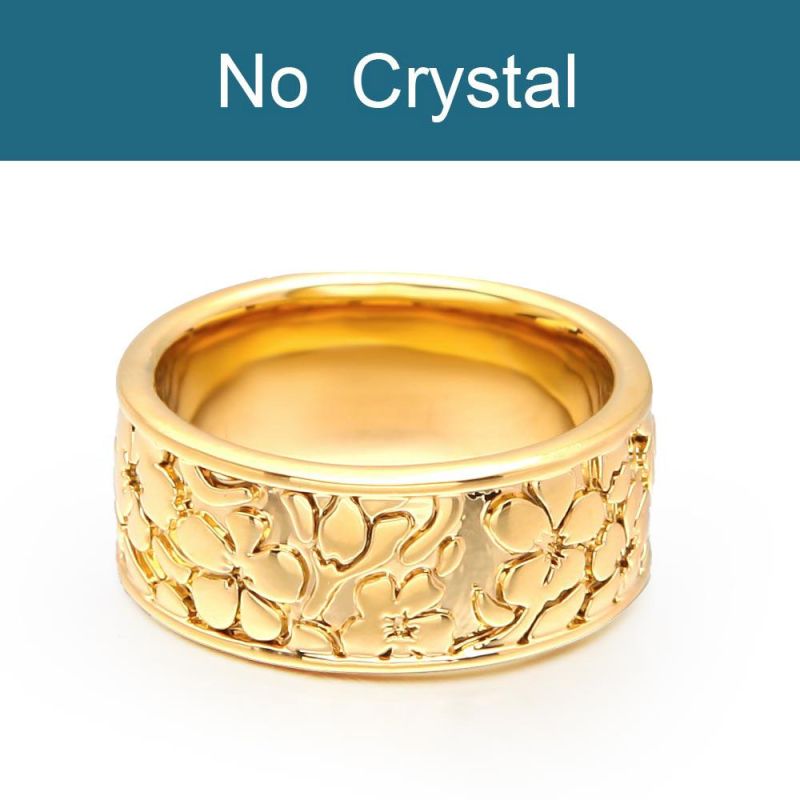 Super Fashion Latest Width Sand Stone Texture Gold Plated Finger Rings Women