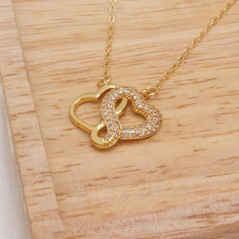 Wholesale Pave 18K Zircon Heart Shape Fashion Jewelry Necklace