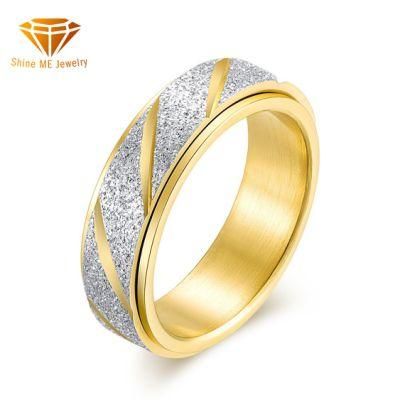 Colorful Frosted Ring Slash Rotatable Ring Rose Gold Pearl Sand Fashion Ring Jewelry Factory Direct Sales SSR2202