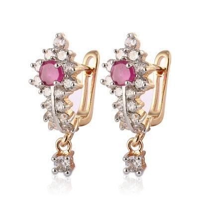 Fashion Costume Women Jewelry 14K 18K Gold Plated Imitation Hoop Huggie Earring with CZ Pearl