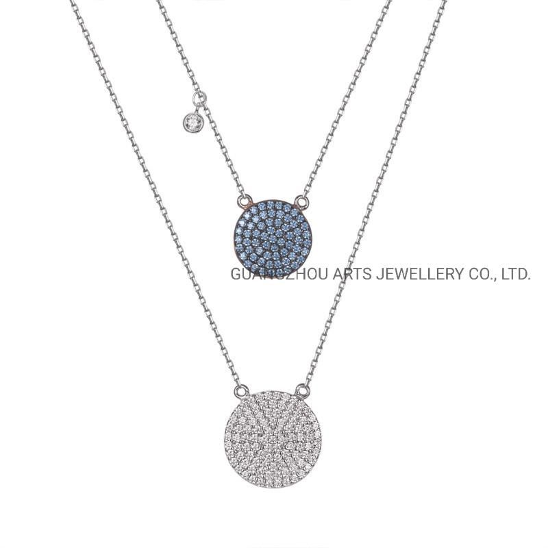 Cubic Zircons on Stars Double Layer Chains Necklace