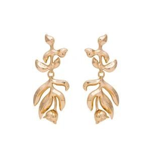 Women Fashion Jewelry Accessories Rose Flower Gold Earrings
