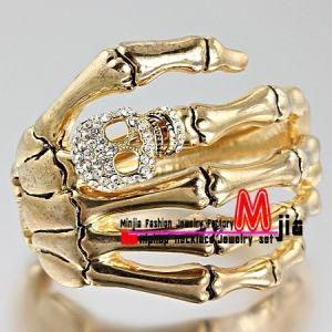 New Gold Terminator Skeleton Robot Hand Bangle/ Cuff Hinge Bracelet Crystal Bones (MJB3903)