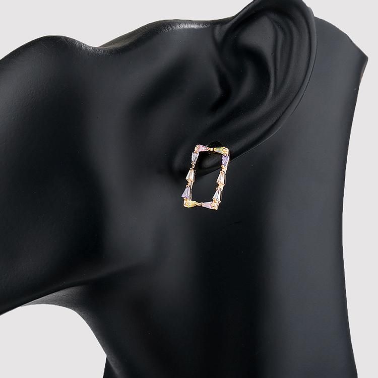 2020 Fashion Hot Sale Stylish Gold Plated Shaped crystal CZ Stud Earrings for Women Jewelry