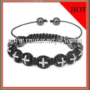 Jet Crystal Beads Cord Bracelets