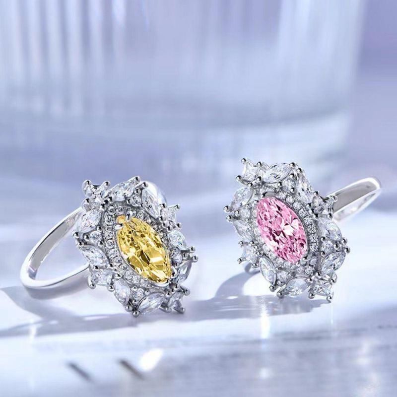 2022 Fashion Accessories High Carbon Diamond 5*10 mm Rings Wedding Engagement 925 Sterling Silver Ring