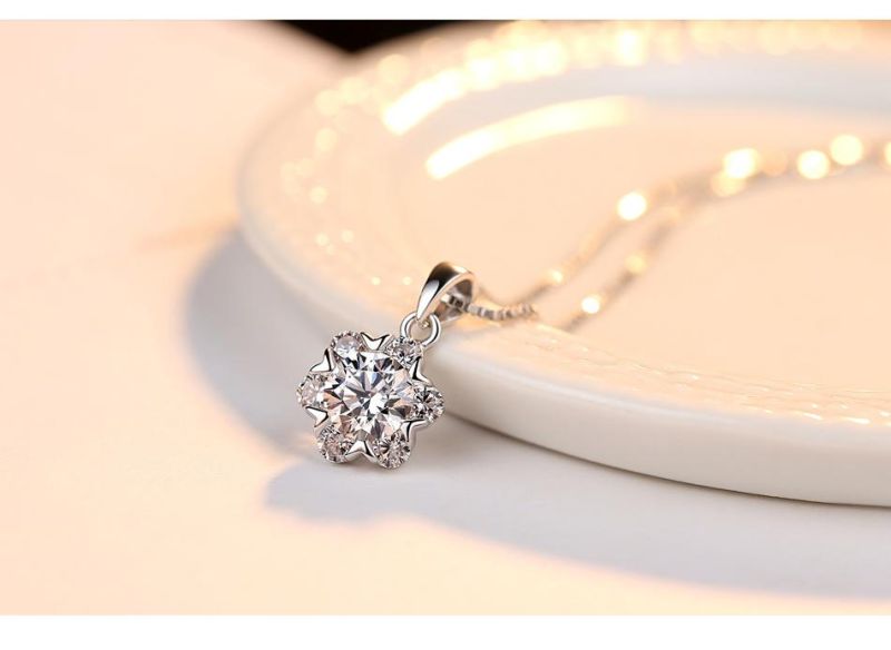 Hotsale Cubic Zircon Snowflake Sterling Silver Rings Pendant Necklace