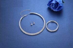 African Silver Color Circle Crystal Bridal Jewelry Set