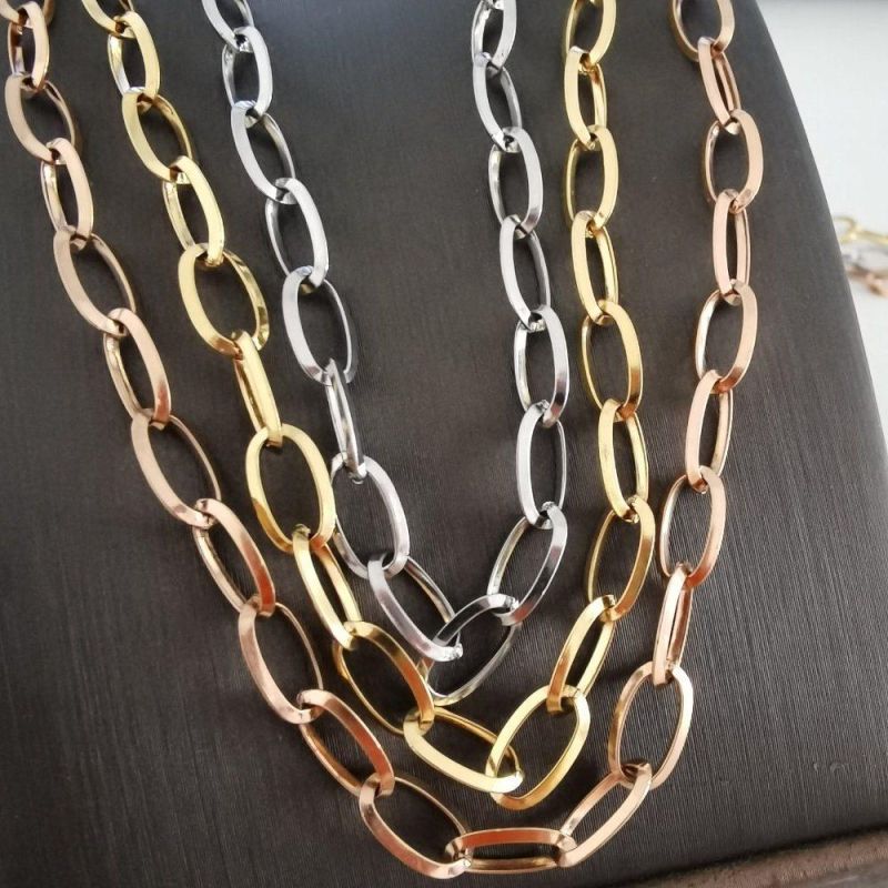 Wholesale Fashion Polished Oval Triangle Wire Anklet Gold Plated 316L Stainless Steel Belcher Rolo Chain Jewelry Bracelet Necklace