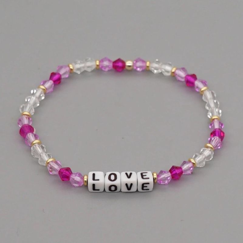 Mlgm Crystal Bead Jewelry for Girls Bracelet OEM Custom Accept Love Letters Jewellery Bohemian Elastic Bracelets Fast Shipping