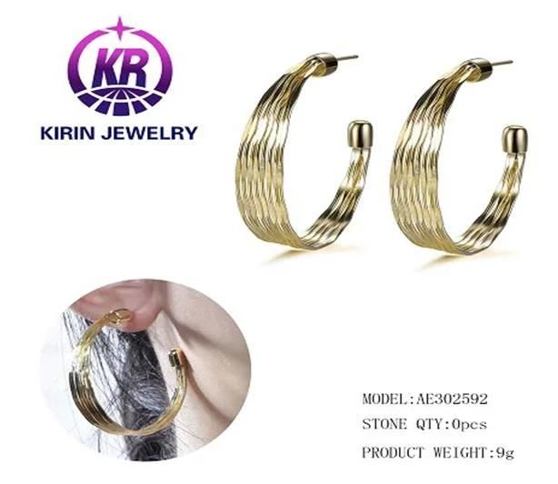 Chunky Earrings Classical Gold Plating Chunky Hoop Earrings in Sterling Silver