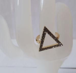 Golden Shining Stone Triangle Ring